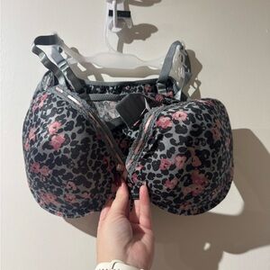 Leopard Print Bra with Pink Accents